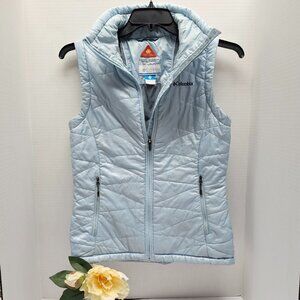 Women Columbia Omni Heat Thermal Light Blue Jacket Vest Pockets Zipper S Small